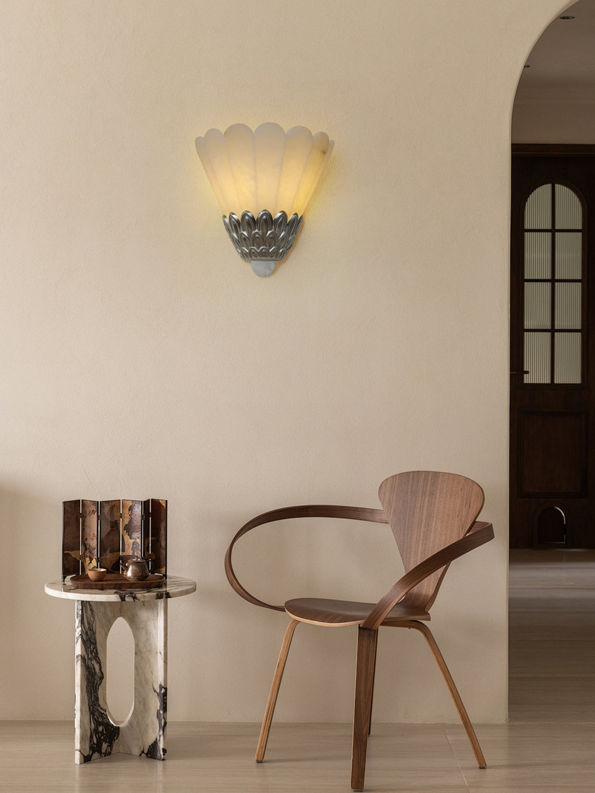 Marbe vintage alabastro lampada da parete a petali