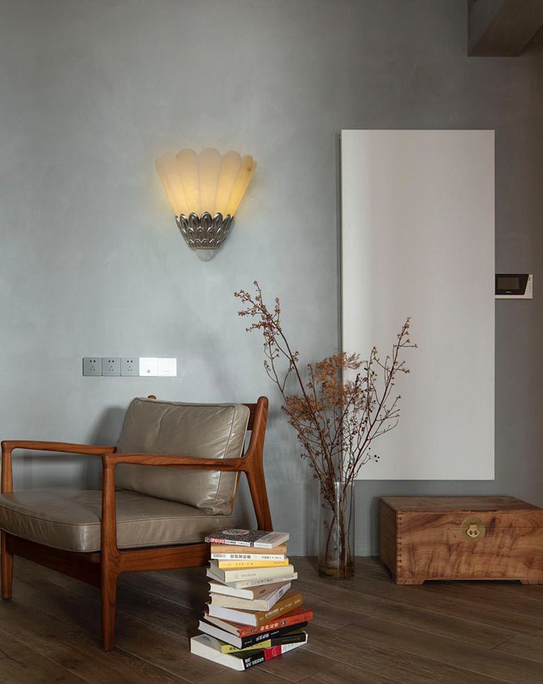 Marbe vintage alabastro lampada da parete a petali