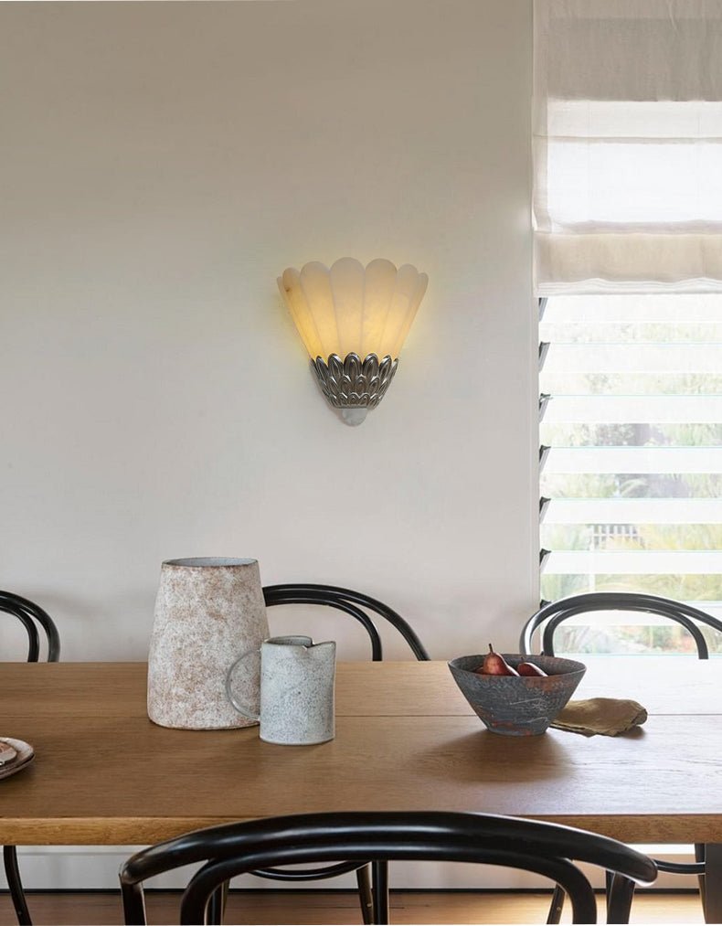 Marbe vintage alabastro lampada da parete a petali