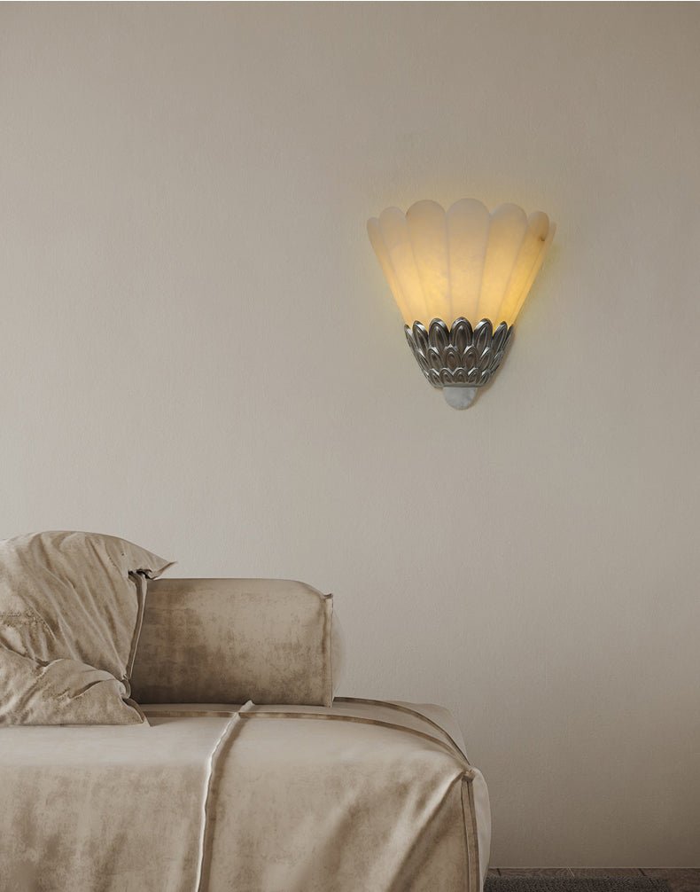 Marbe vintage alabastro lampada da parete a petali