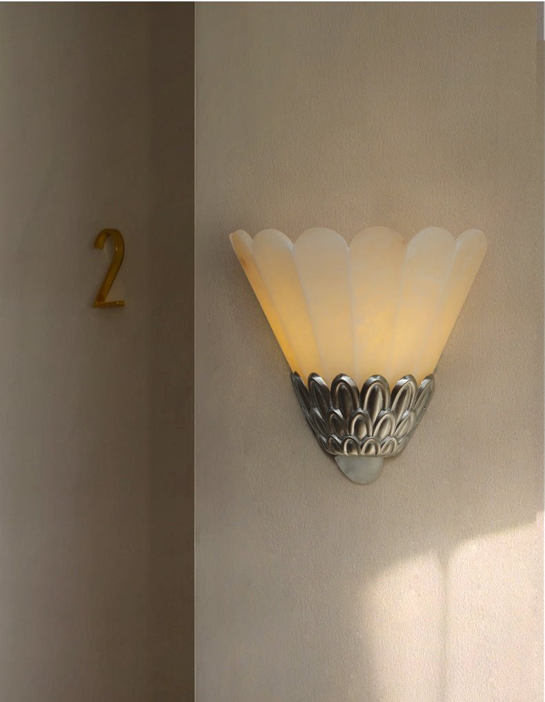 Marbe vintage alabastro lampada da parete a petali