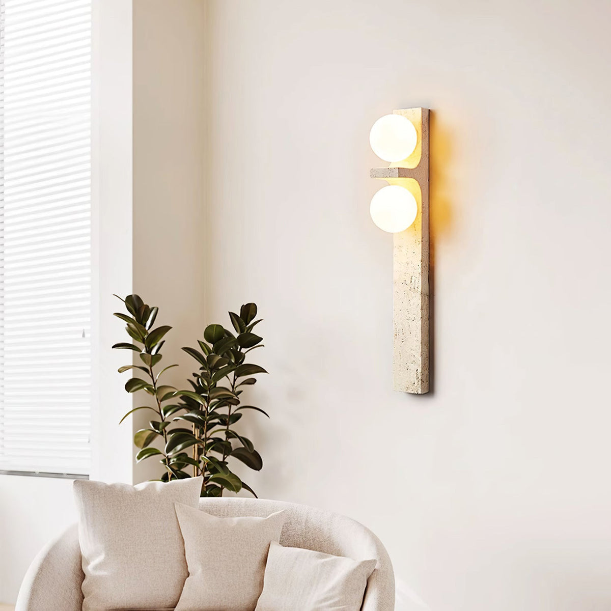 Eirikuvys applique da parete organica moderna minimalista in travertino