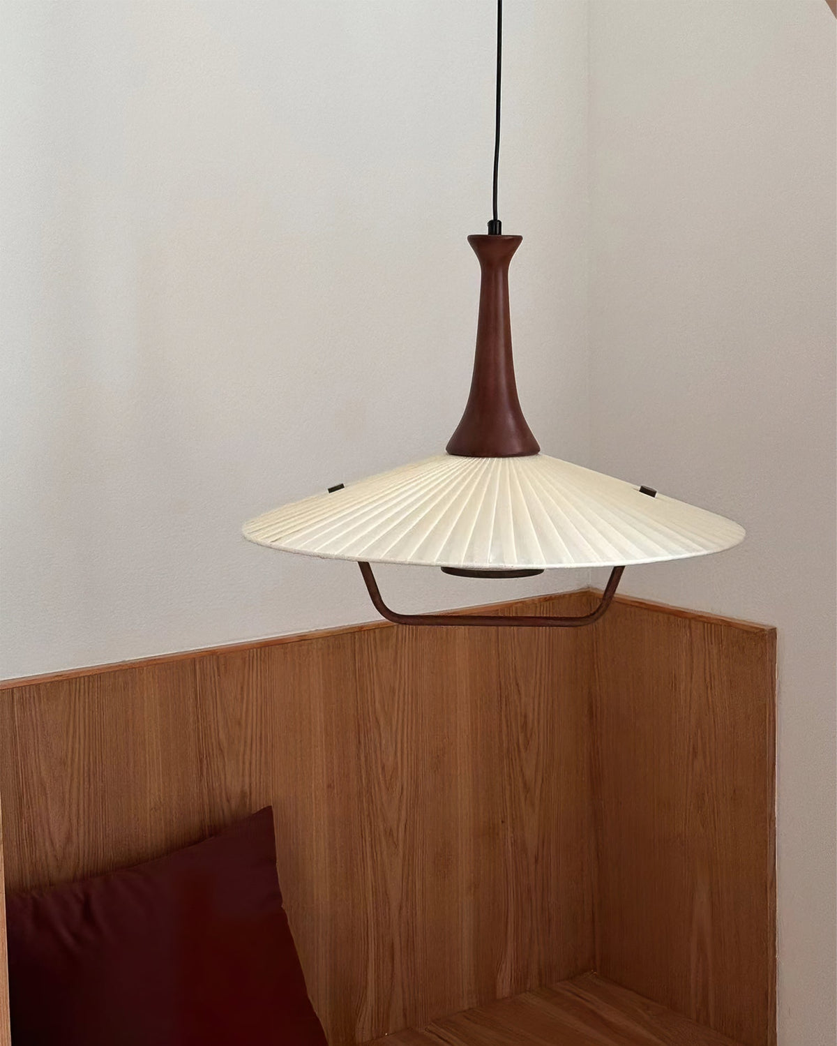 Vionne lampada a sospensione in legno e bianco stile di metà secolo