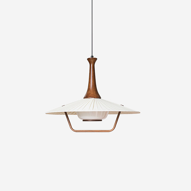 Vionne lampada a sospensione in legno e bianco stile di metà secolo