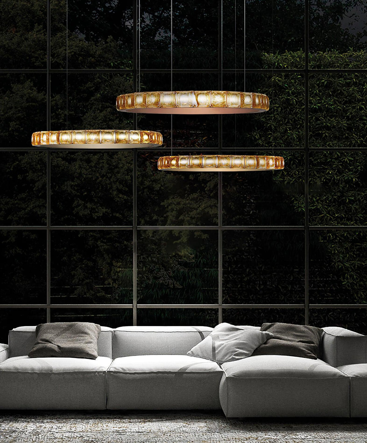 Avzorion lampadario moderno minimalista ad Anello in vetro