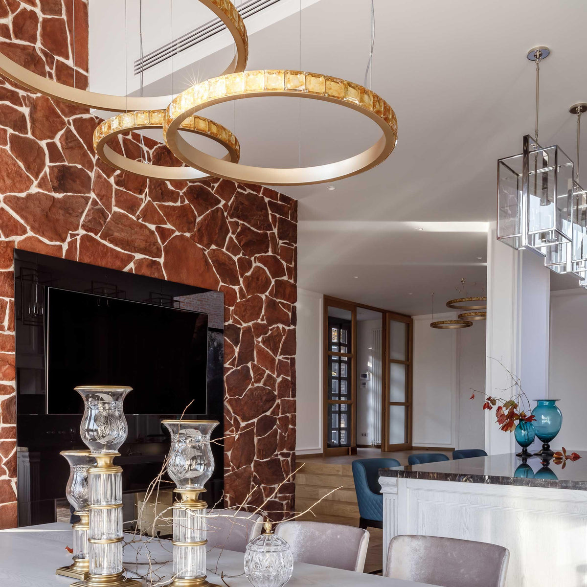 Avzorion lampadario moderno minimalista ad Anello in vetro