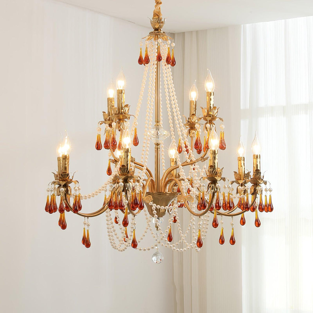 Ormirara lampadario Cristallo ambra Design Postmoderno lusso