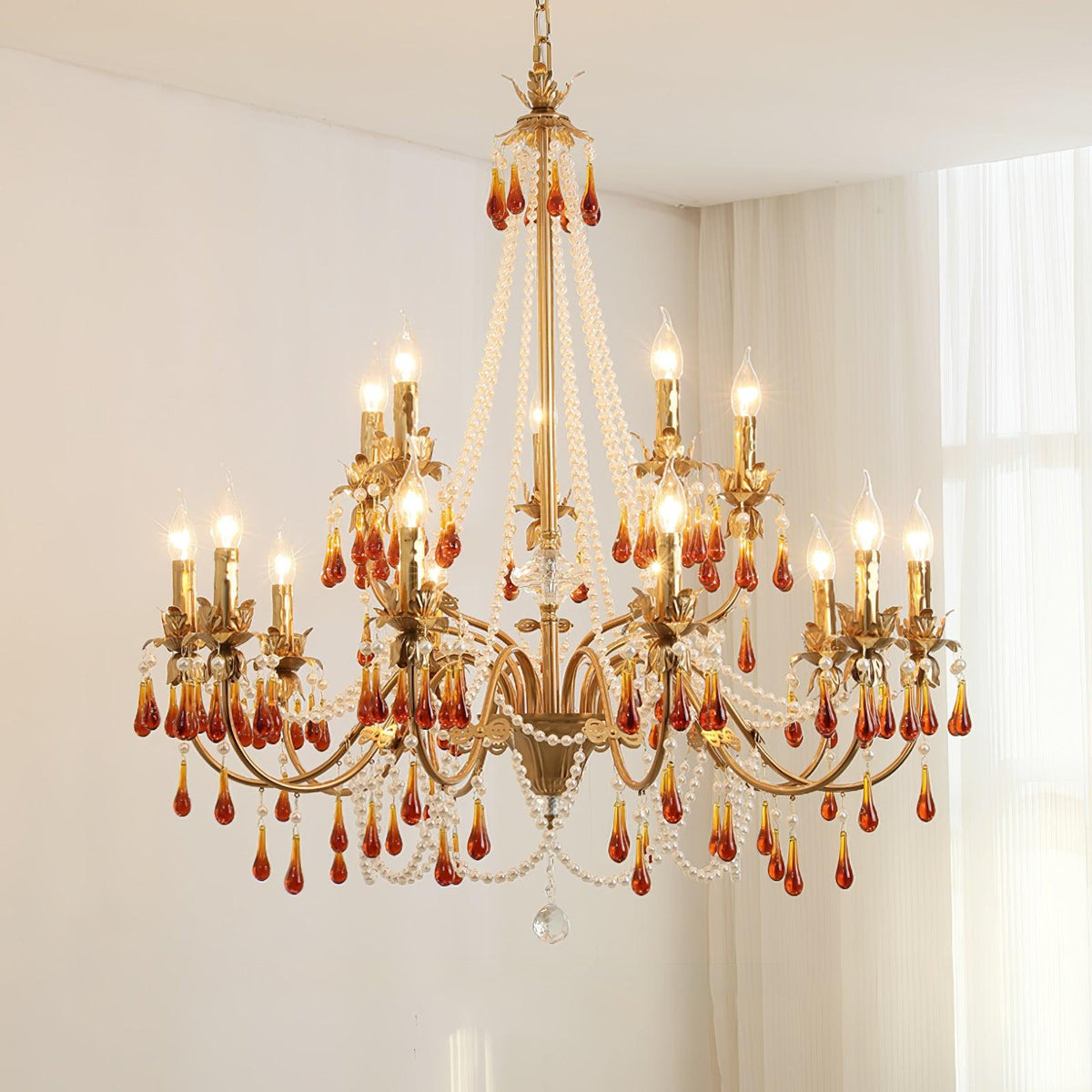 Ormirara lampadario Cristallo ambra Design Postmoderno lusso