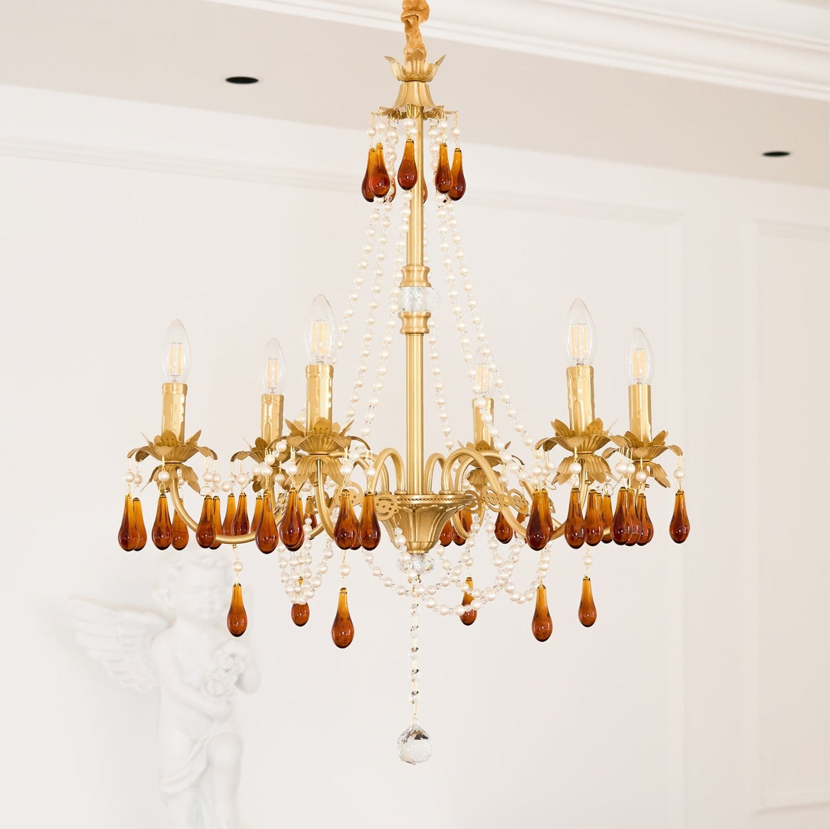 Ormirara lampadario Cristallo ambra Design Postmoderno lusso