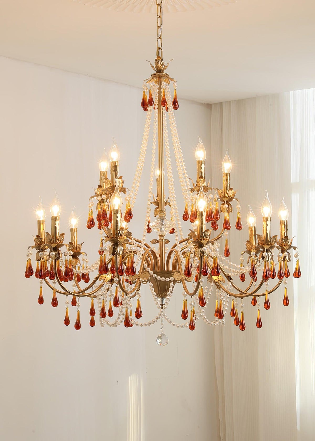 Ormirara lampadario Cristallo ambra Design Postmoderno lusso