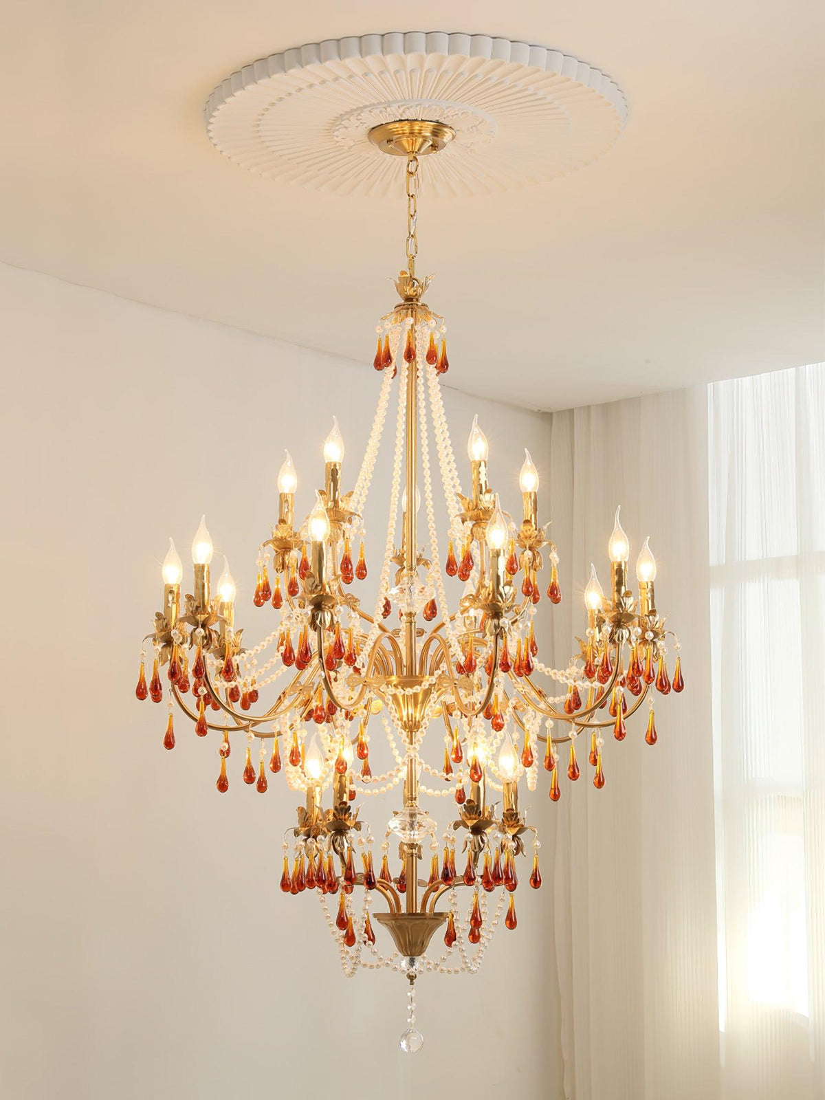 Ormirara lampadario Cristallo ambra Design Postmoderno lusso