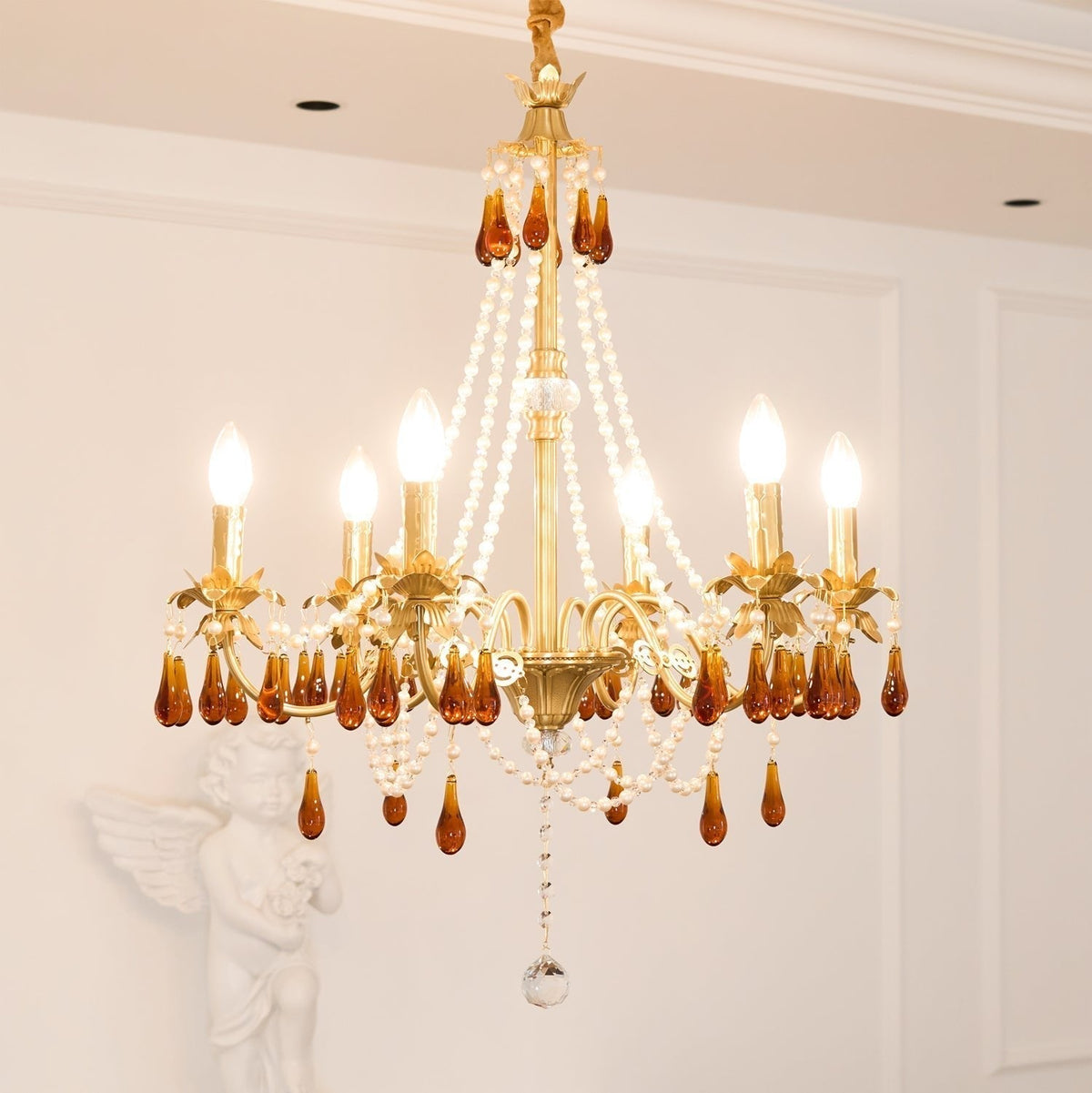 Ormirara lampadario Cristallo ambra Design Postmoderno lusso