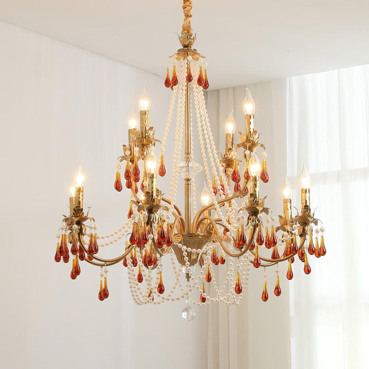 Ormirara lampadario Cristallo ambra Design Postmoderno lusso