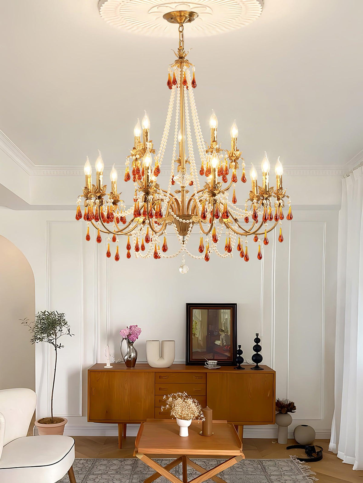 Ormirara lampadario Cristallo ambra Design Postmoderno lusso