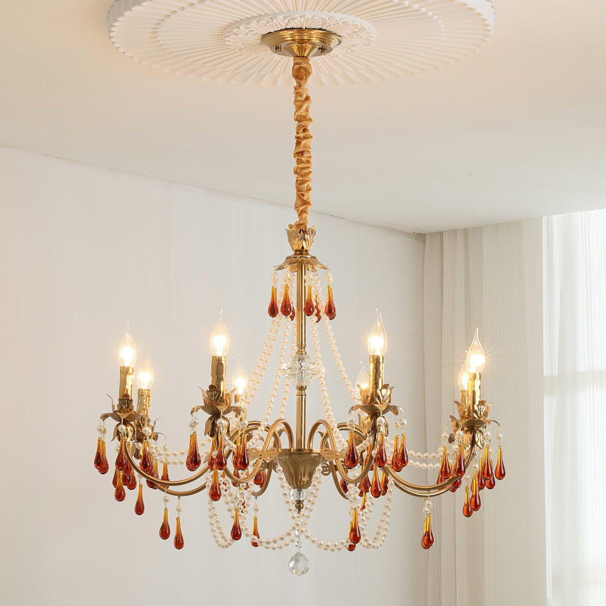 Ormirara lampadario Cristallo ambra Design Postmoderno lusso