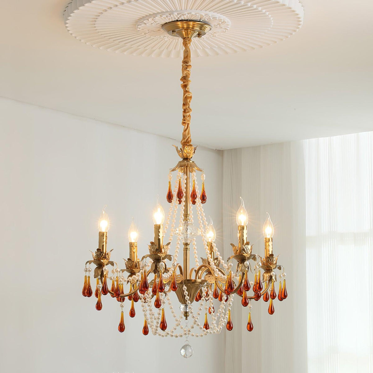 Ormirara lampadario Cristallo ambra Design Postmoderno lusso