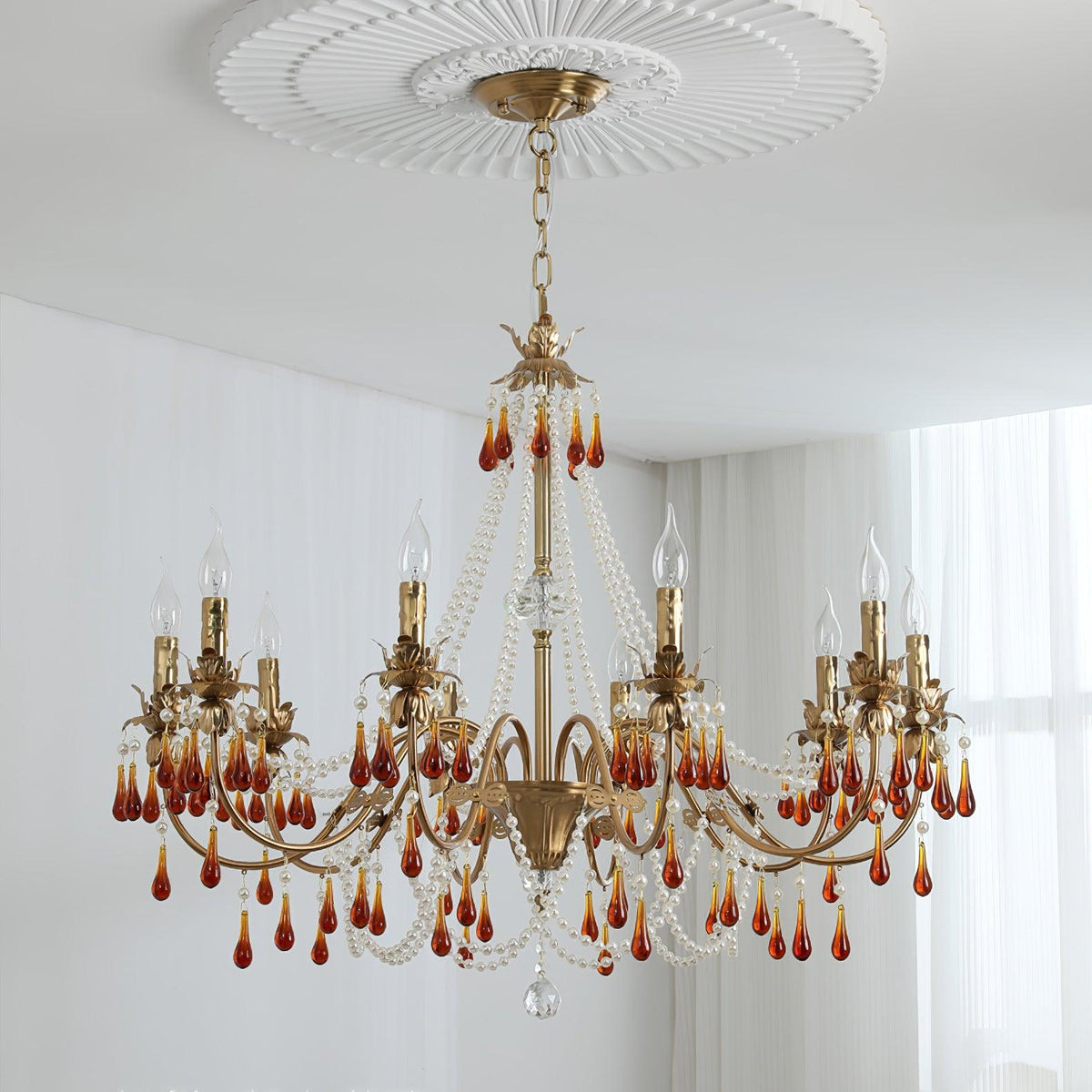 Ormirara lampadario Cristallo ambra Design Postmoderno lusso