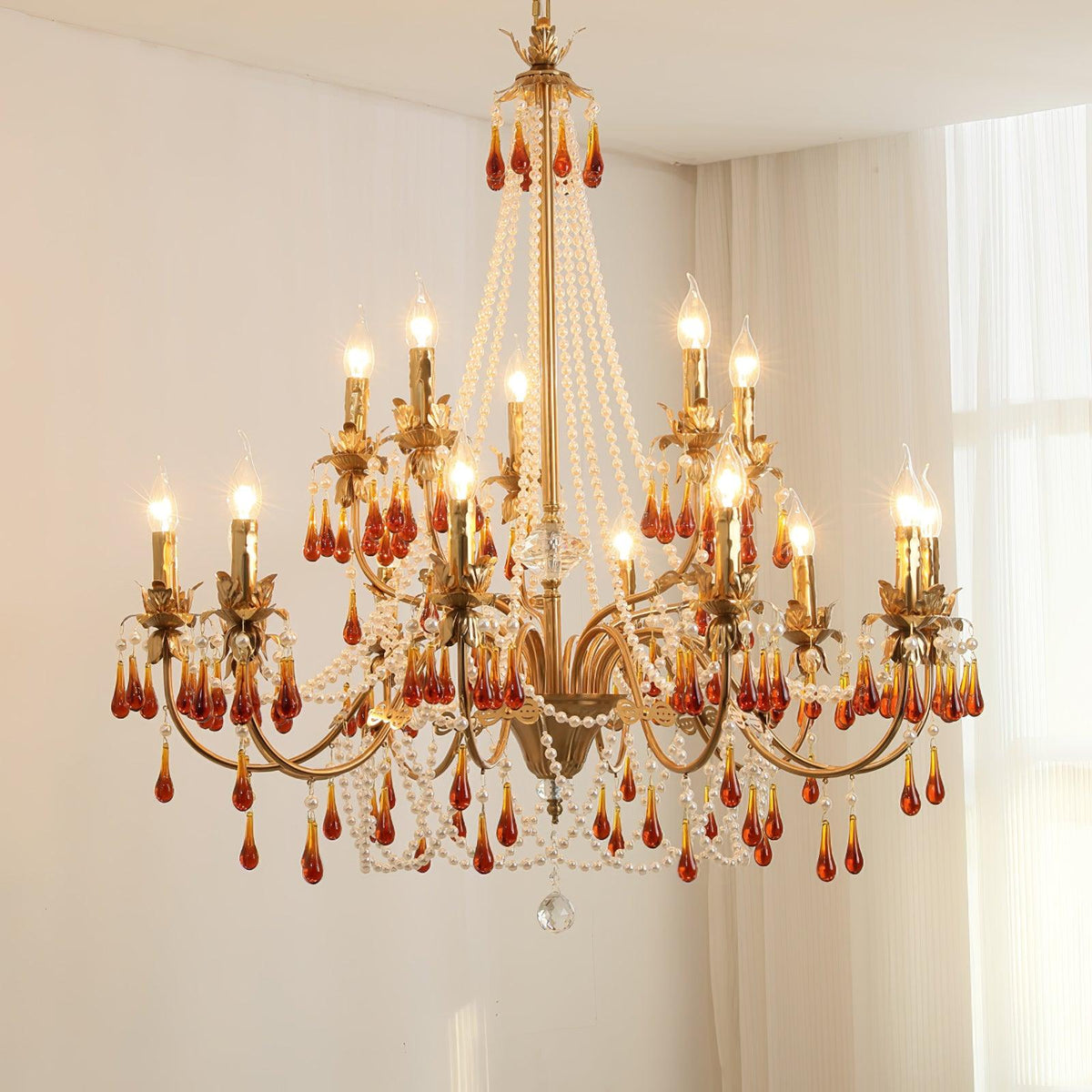 Ormirara lampadario Cristallo ambra Design Postmoderno lusso