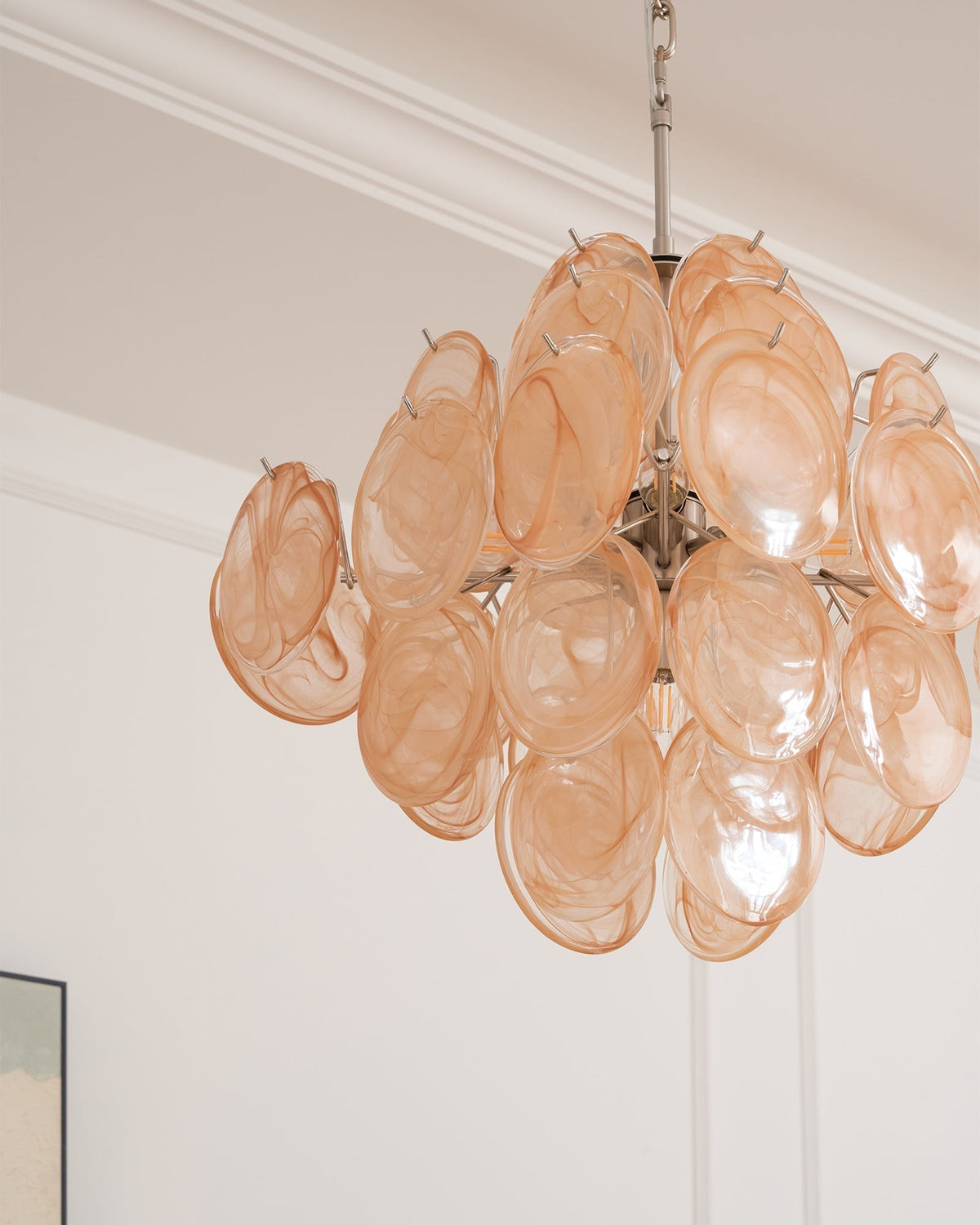 Lioraleon lampadario ambra vetro Murano Dischi Strati Artistici