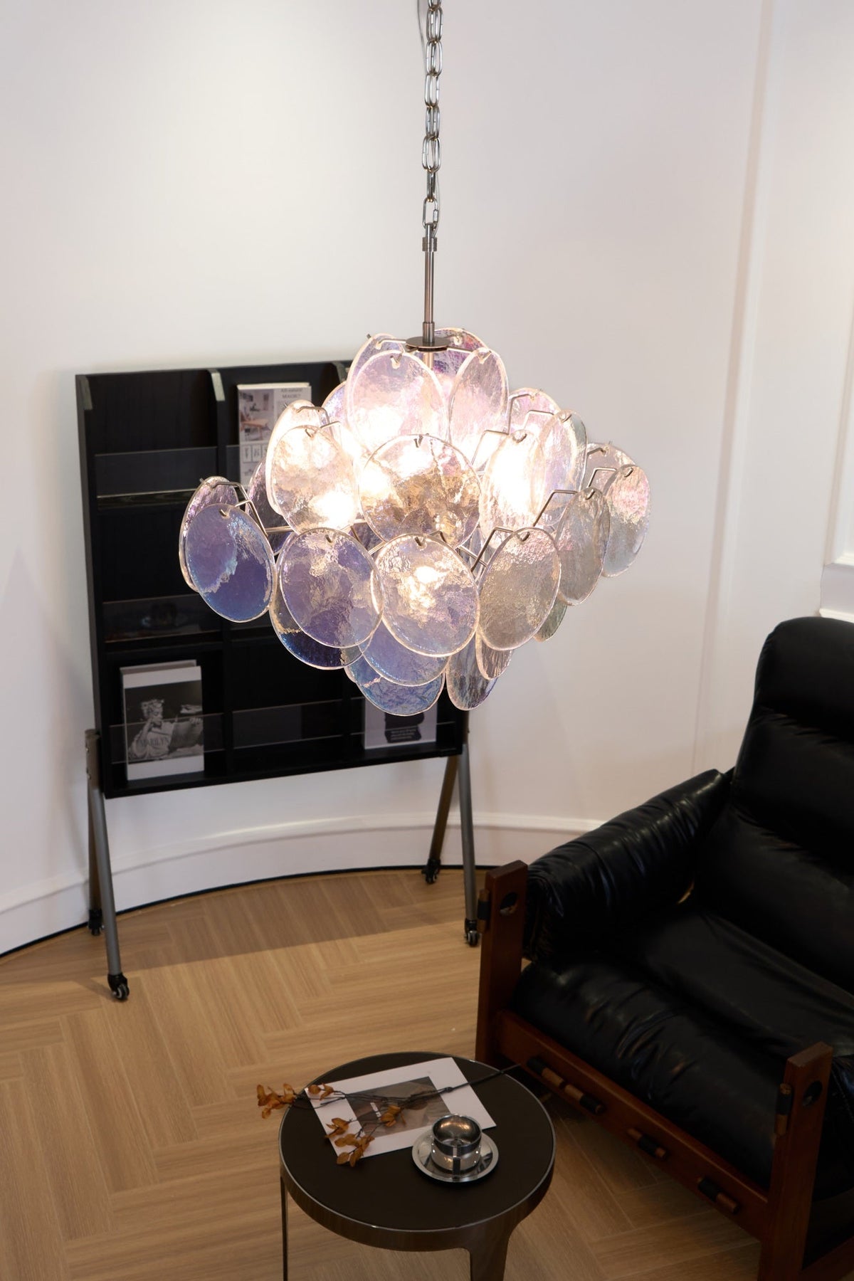 Selerira lampadario Iridescente Murano Dischi Sovrapposti