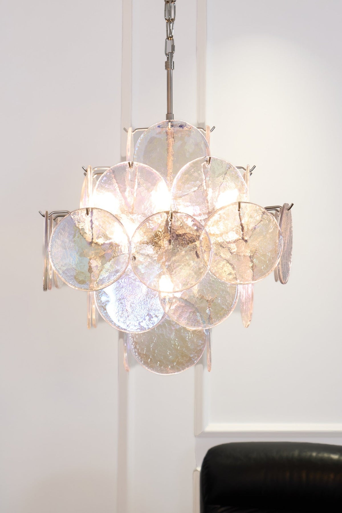Selerira lampadario Iridescente Murano Dischi Sovrapposti