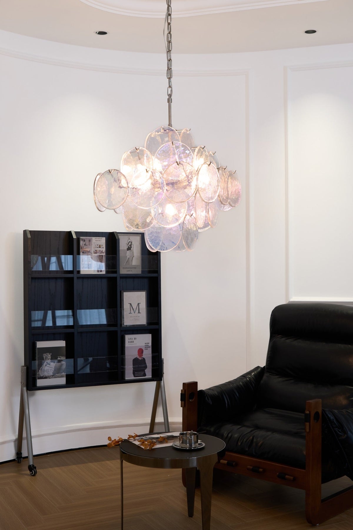 Selerira lampadario Iridescente Murano Dischi Sovrapposti