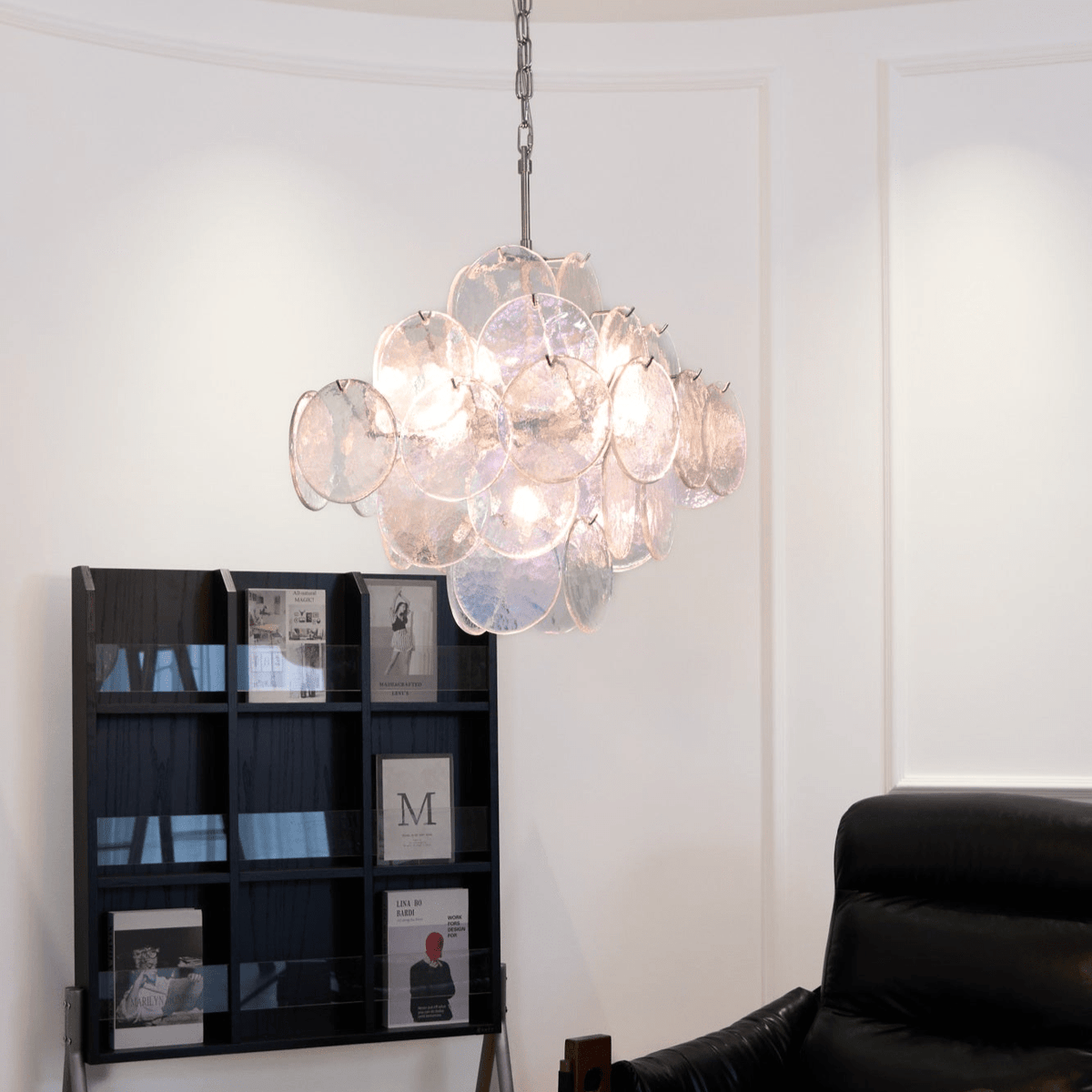 Selerira lampadario Iridescente Murano Dischi Sovrapposti