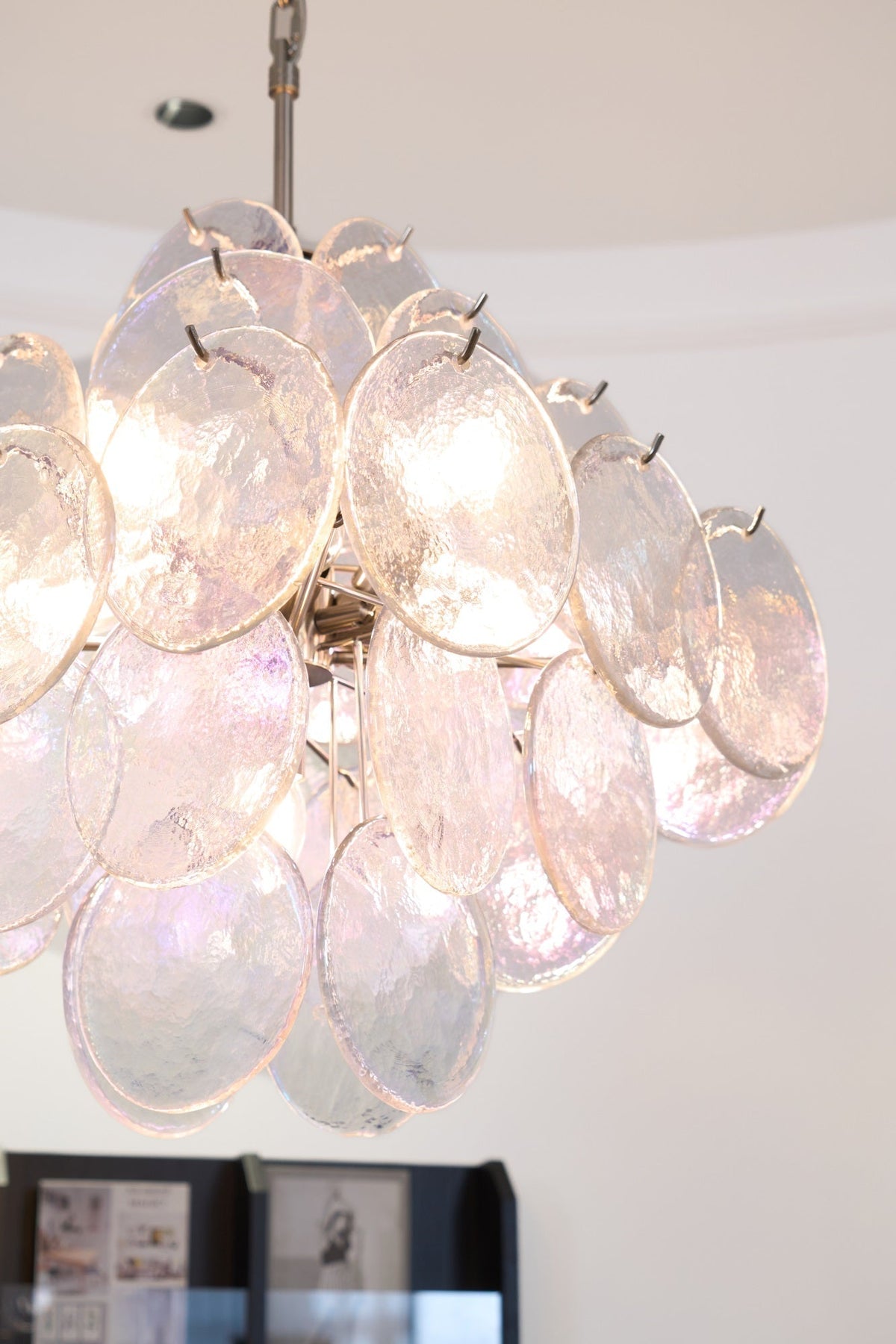 Selerira lampadario Iridescente Murano Dischi Sovrapposti
