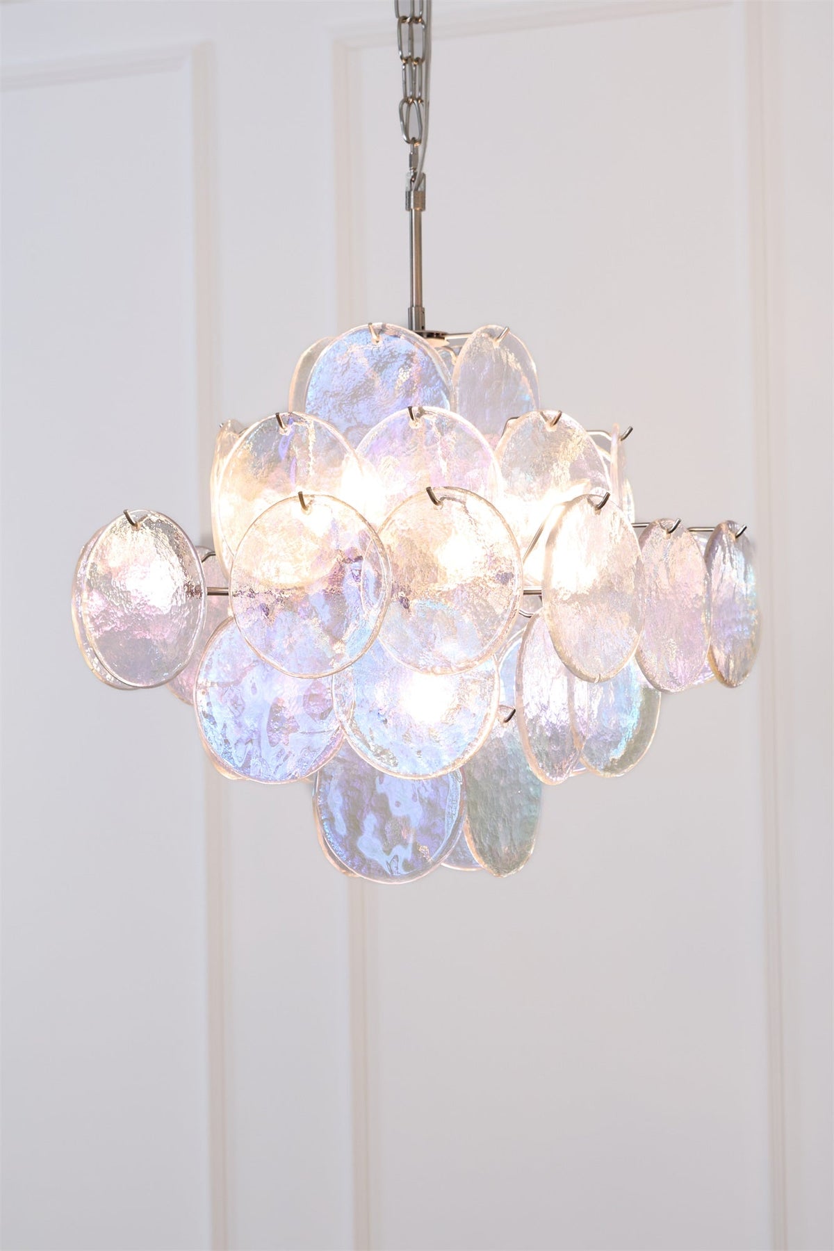 Selerira lampadario Iridescente Murano Dischi Sovrapposti