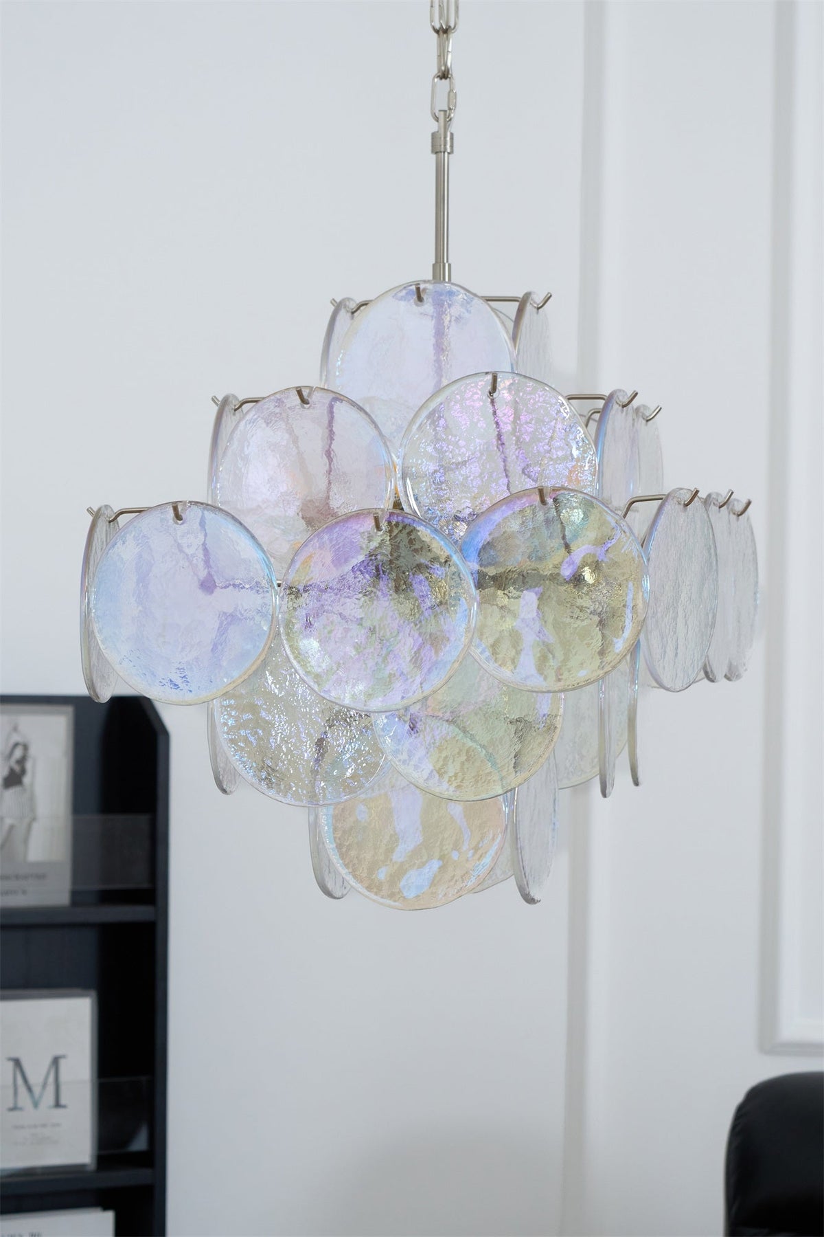 Selerira lampadario Iridescente Murano Dischi Sovrapposti