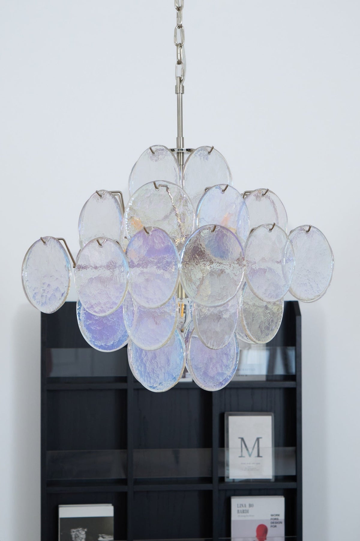 Selerira lampadario Iridescente Murano Dischi Sovrapposti
