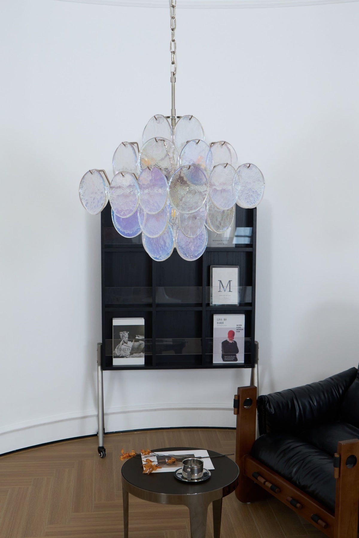 Selerira lampadario Iridescente Murano Dischi Sovrapposti