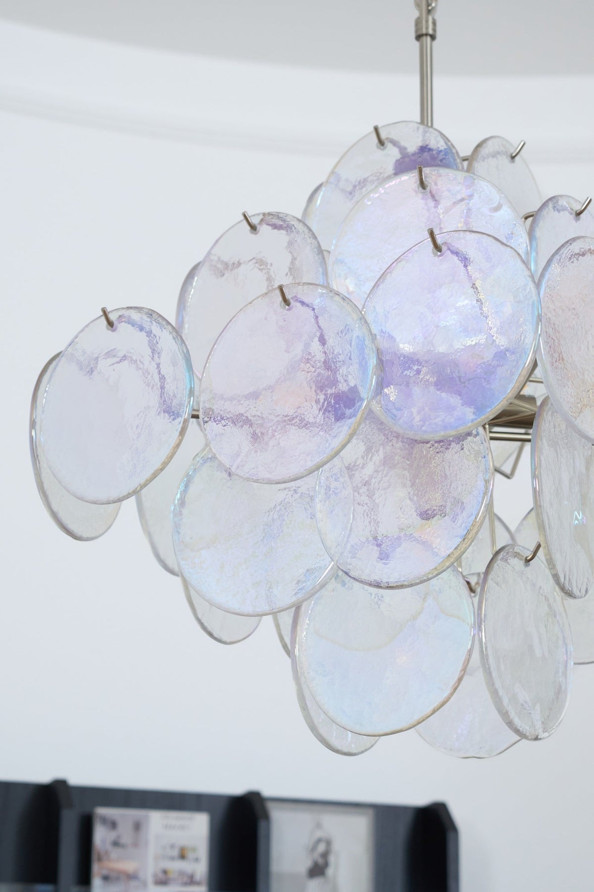 Selerira lampadario Iridescente Murano Dischi Sovrapposti
