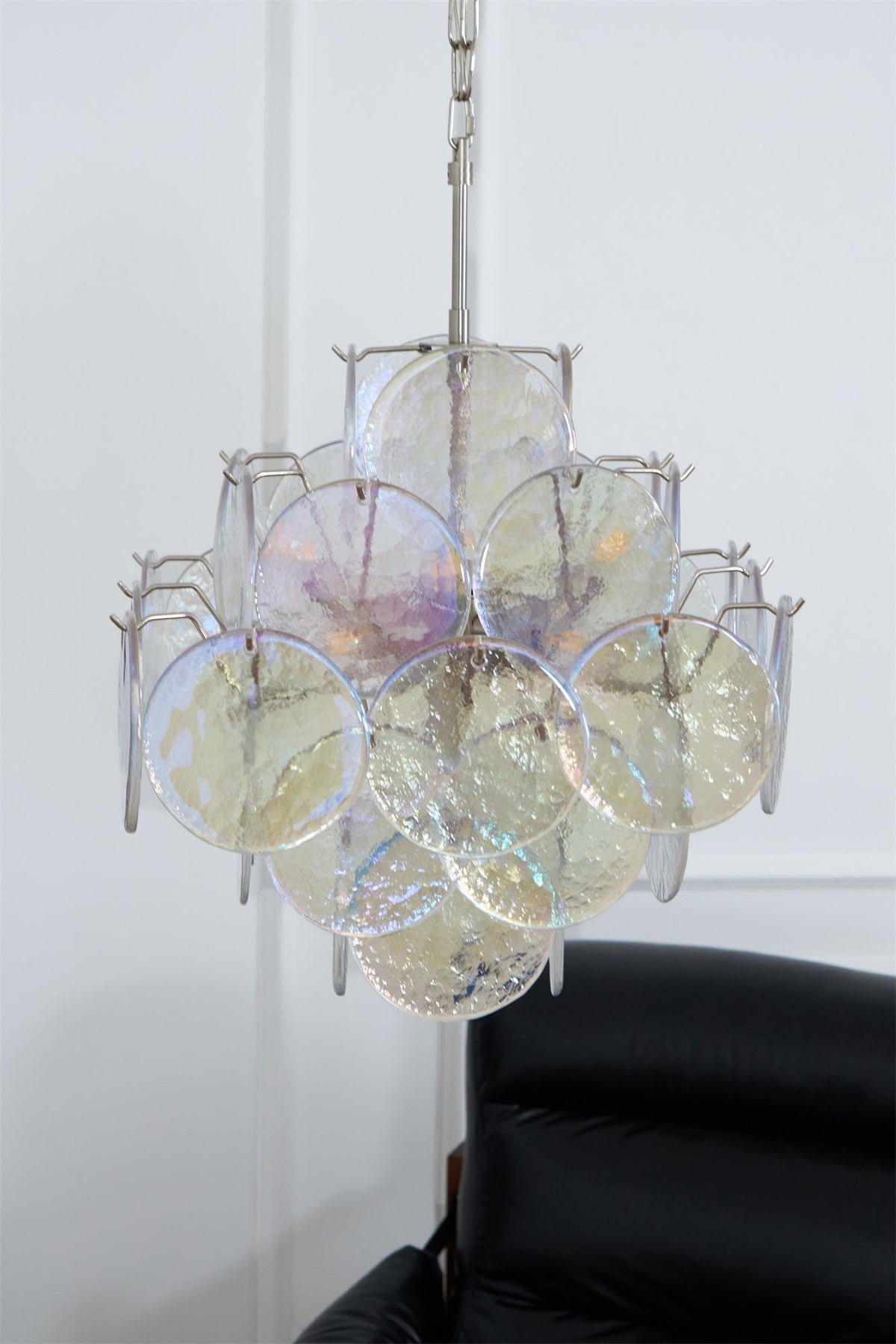 Selerira lampadario Iridescente Murano Dischi Sovrapposti