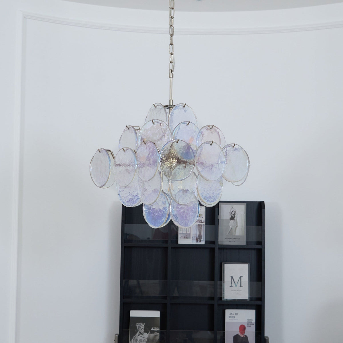 Selerira lampadario Iridescente Murano Dischi Sovrapposti