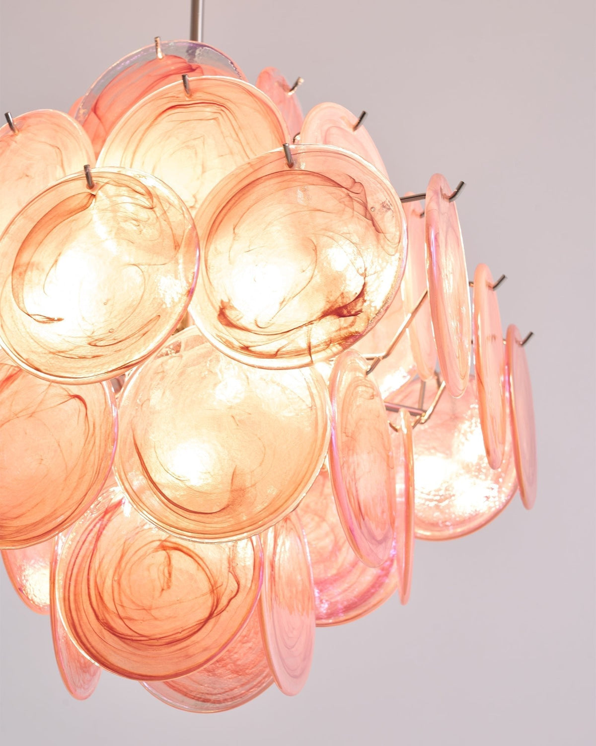 Celeian lampadario vetro Rosa Iridescente Stratificato romantico