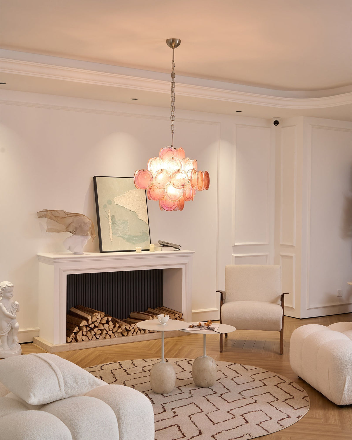 Celeian lampadario vetro Rosa Iridescente Stratificato romantico