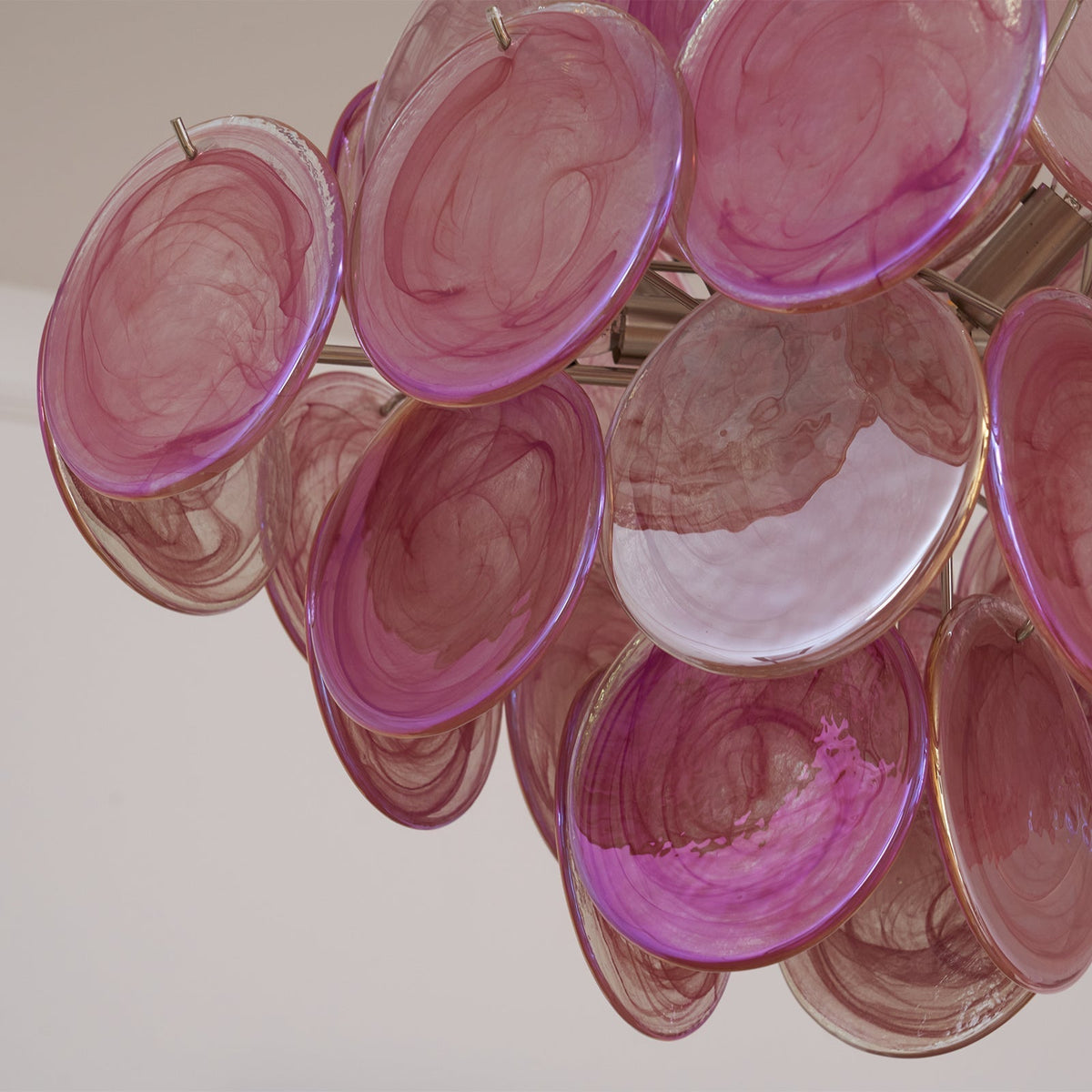 Celeian lampadario vetro Rosa Iridescente Stratificato romantico