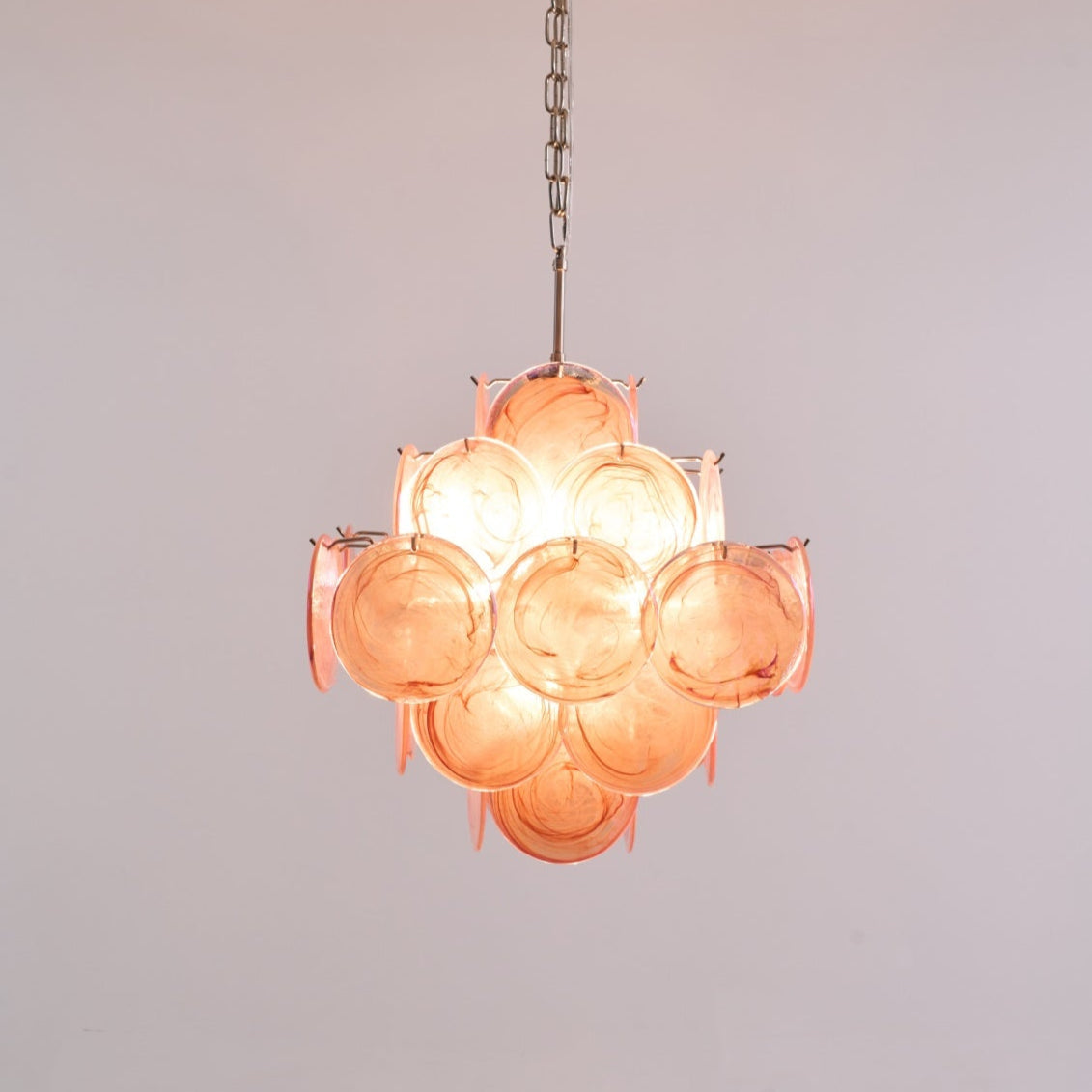 Celeian lampadario vetro Rosa Iridescente Stratificato romantico