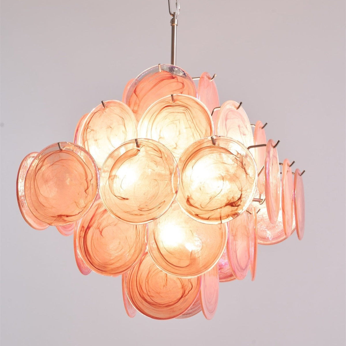 Celeian lampadario vetro Rosa Iridescente Stratificato romantico