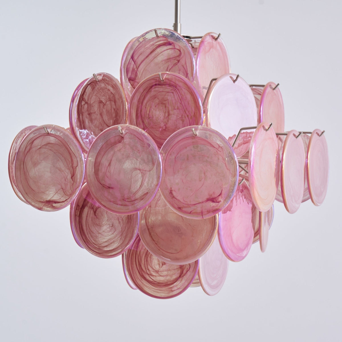 Celeian lampadario vetro Rosa Iridescente Stratificato romantico