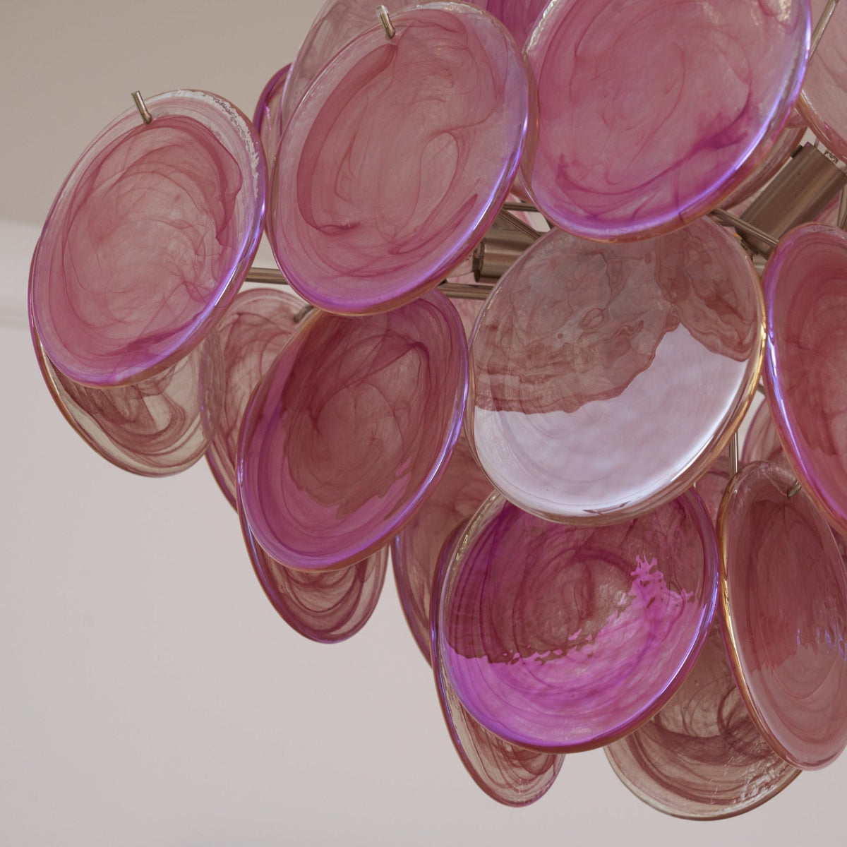 Celeian lampadario vetro Rosa Iridescente Stratificato romantico