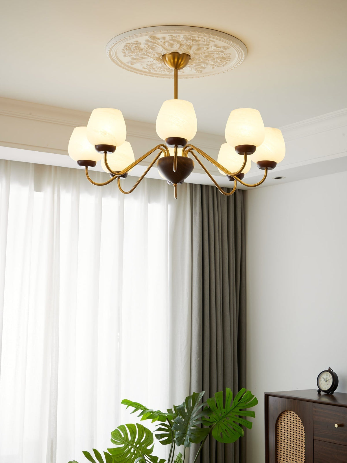 Sytheiel Premium lampadario Elegance legno vetro