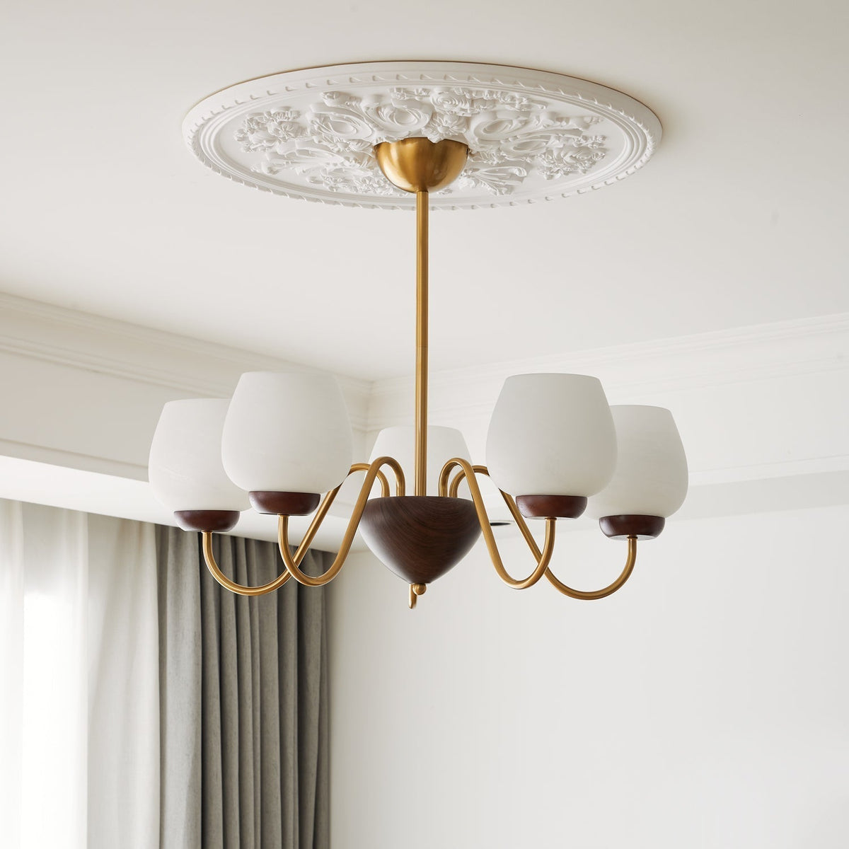 Sytheiel Premium lampadario Elegance legno vetro