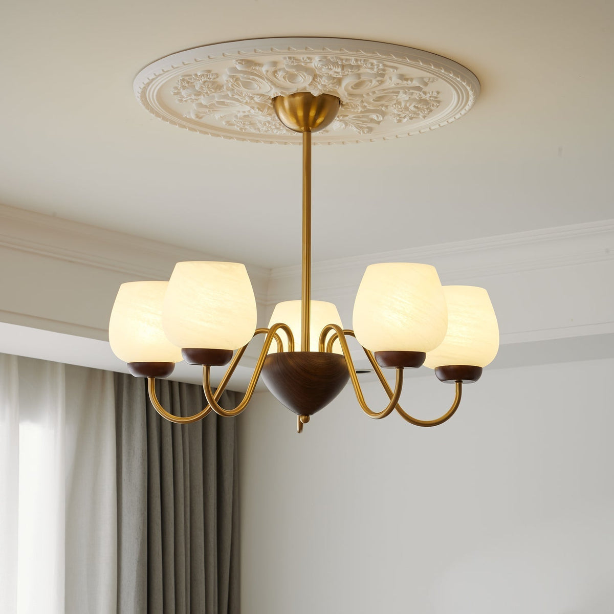 Sytheiel Premium lampadario Elegance legno vetro