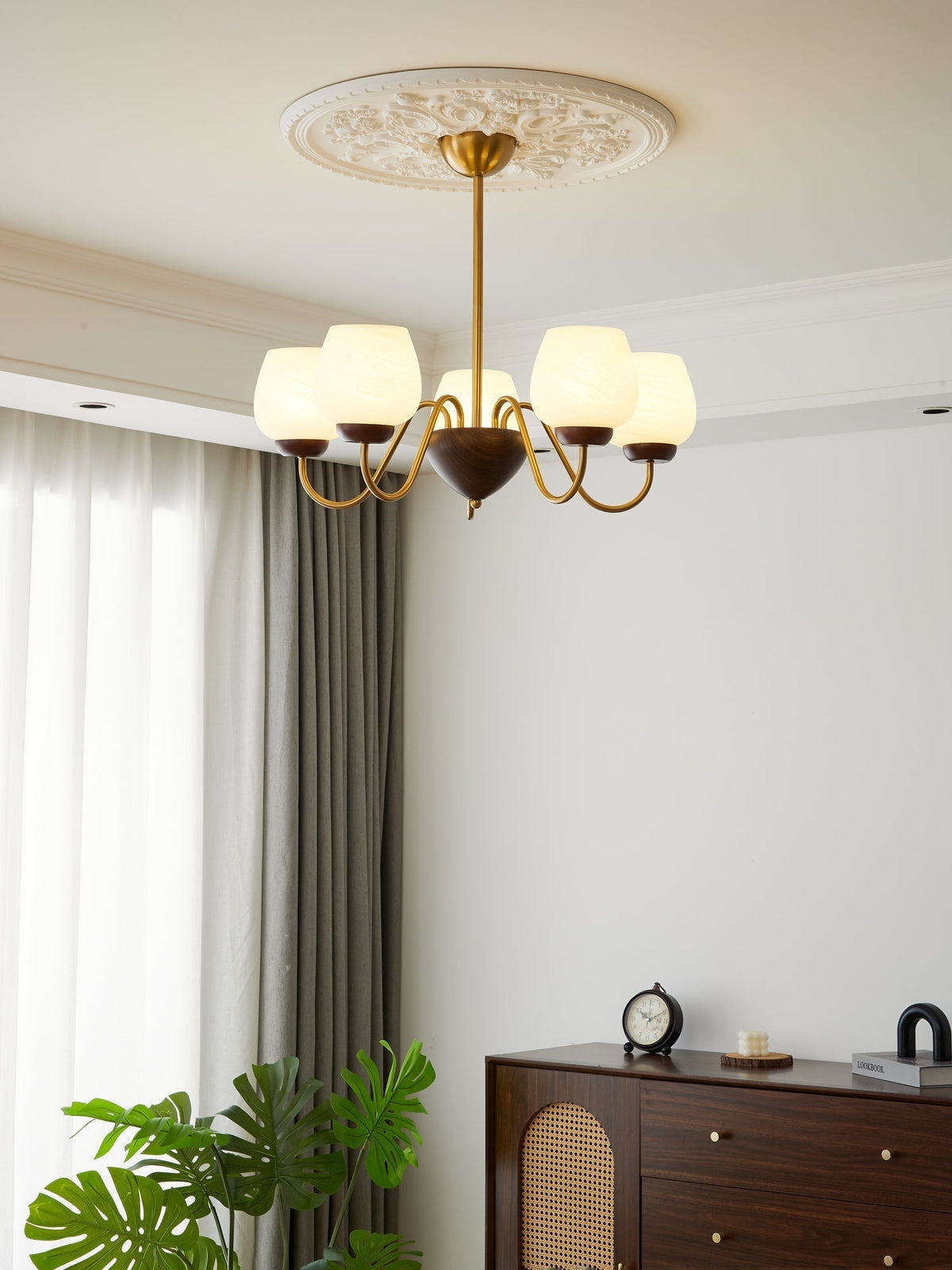 Sytheiel Premium lampadario Elegance legno vetro