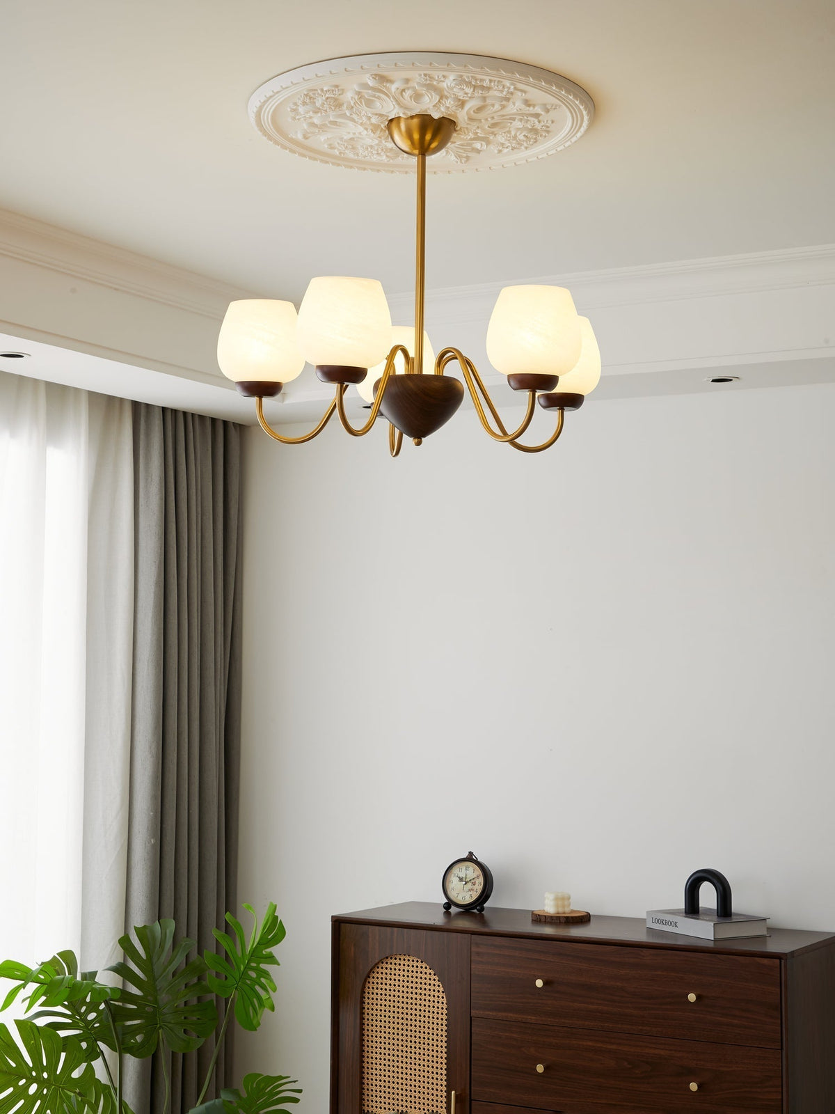 Sytheiel Premium lampadario Elegance legno vetro