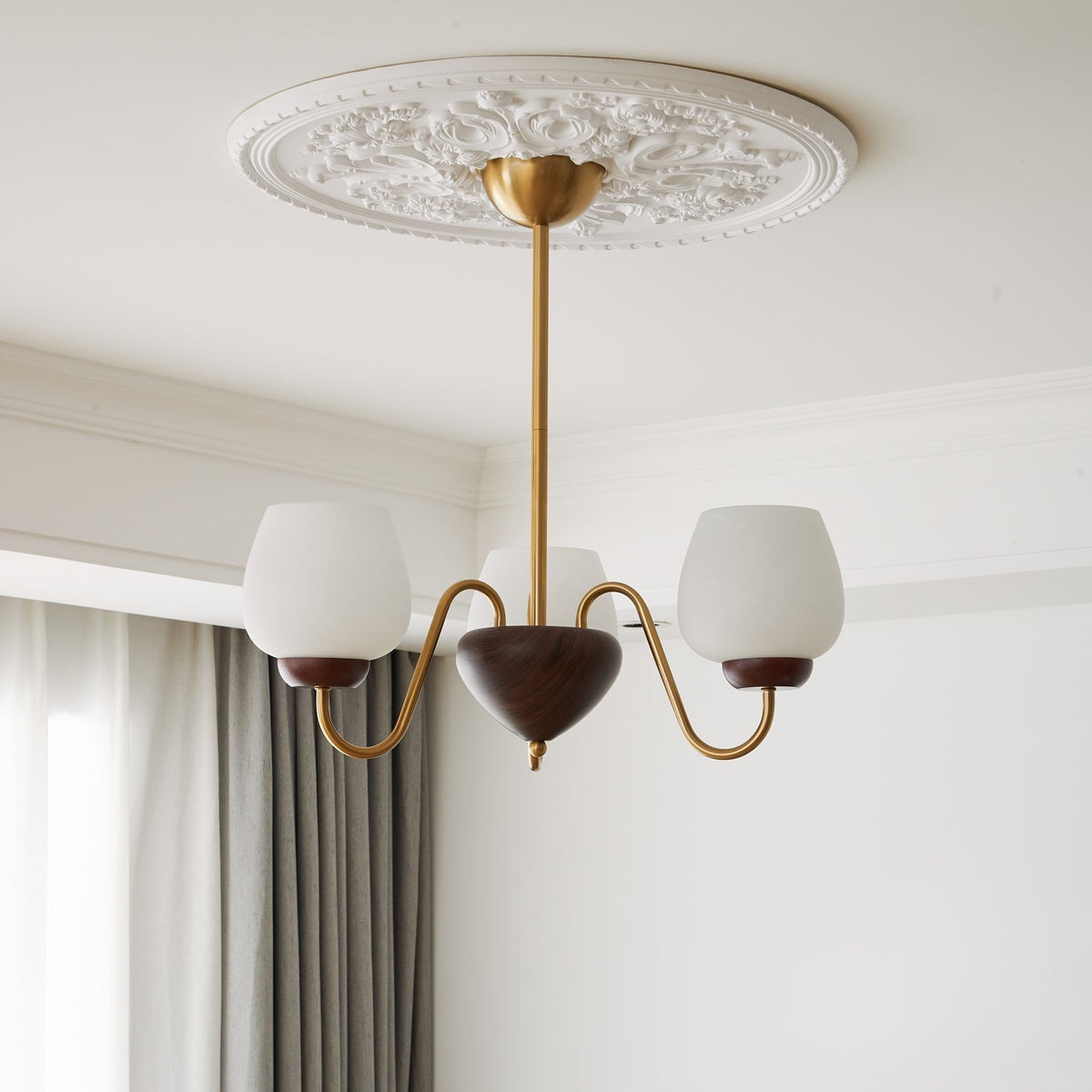 Sytheiel Premium lampadario Elegance legno vetro