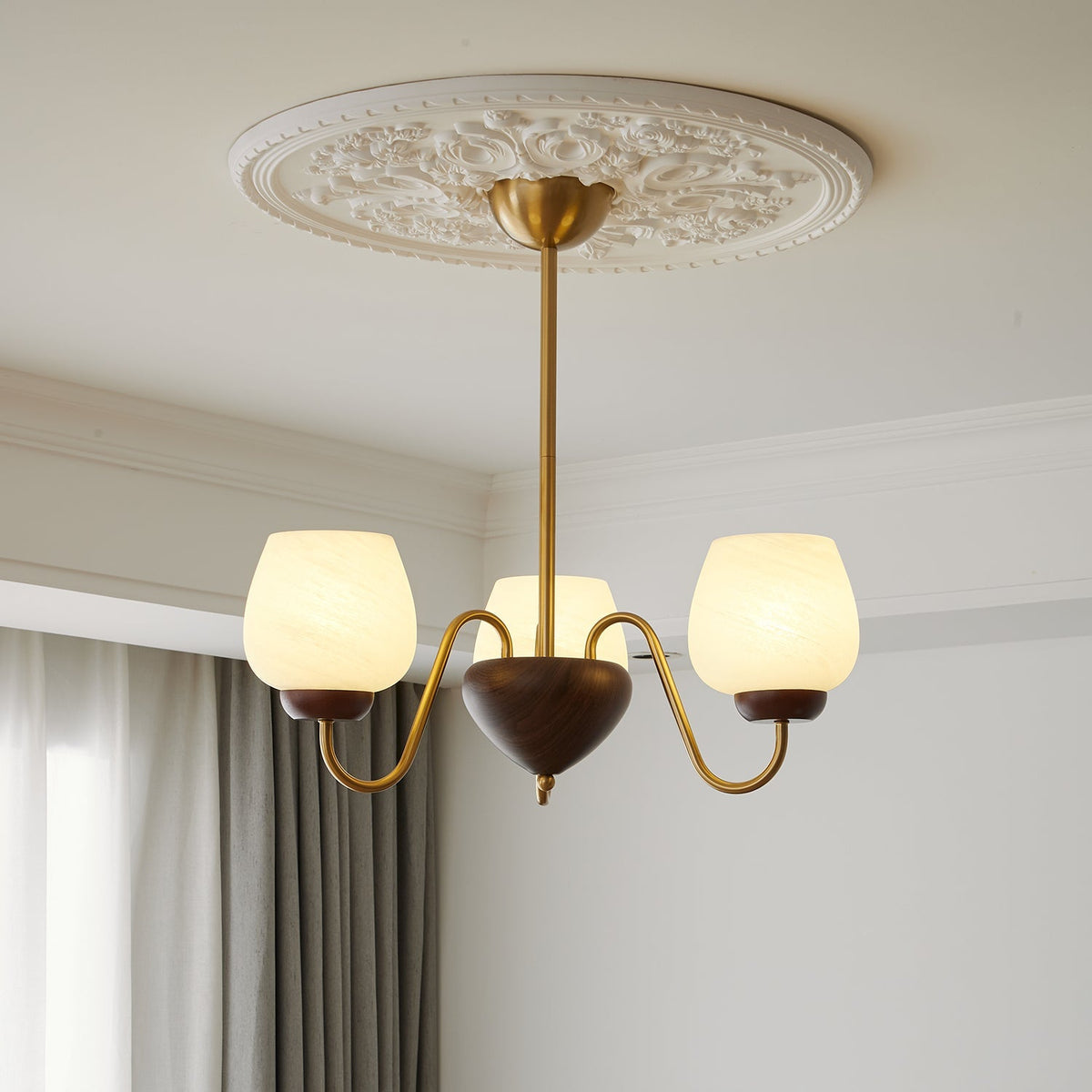 Sytheiel Premium lampadario Elegance legno vetro