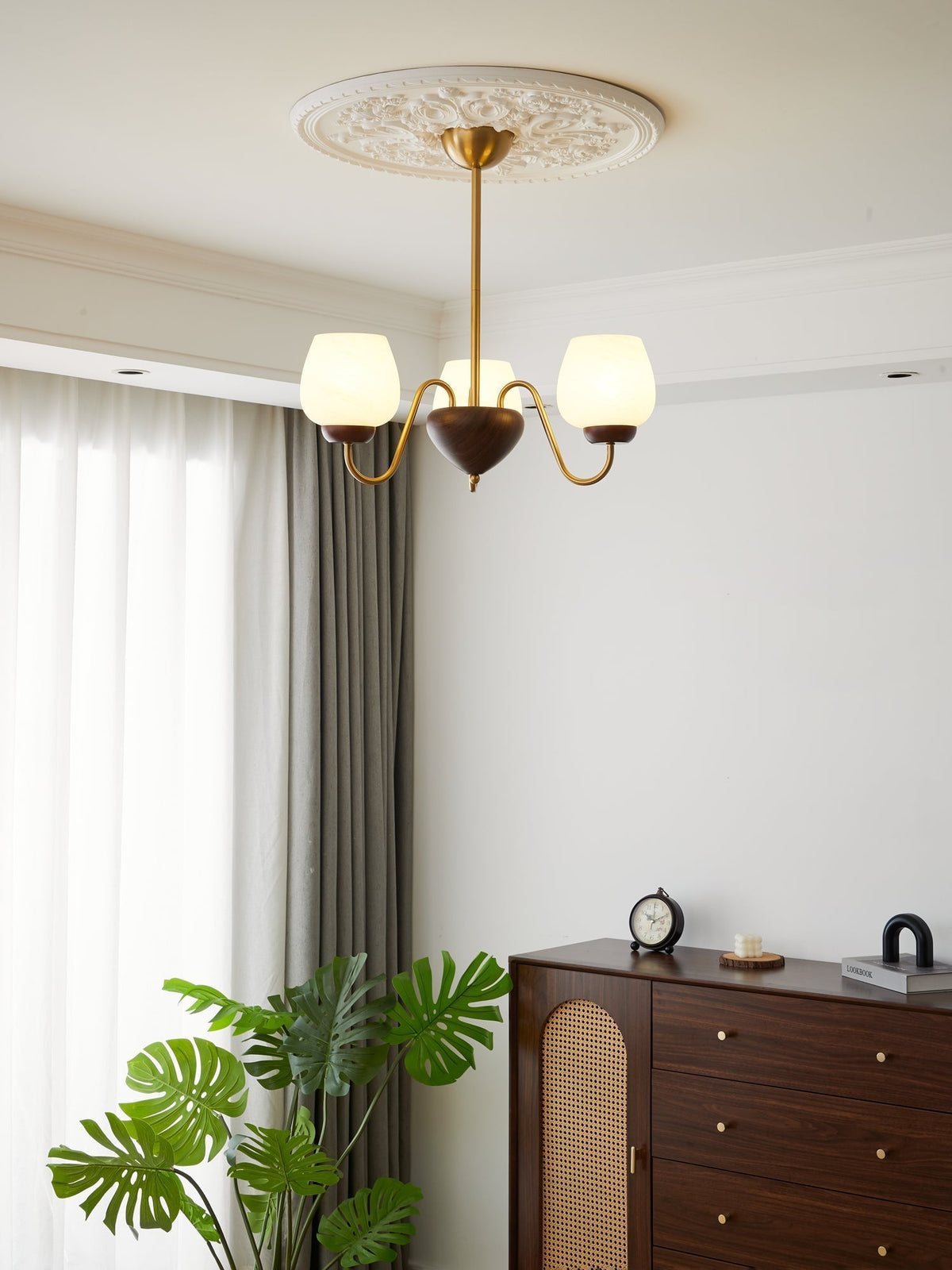 Sytheiel Premium lampadario Elegance legno vetro